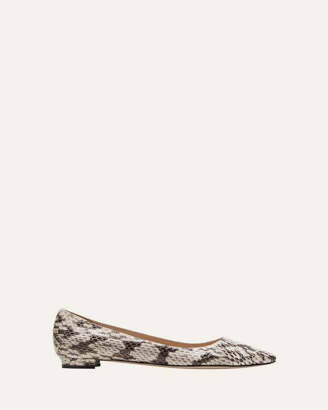 BB Snake-Embossed Ballerina Flats