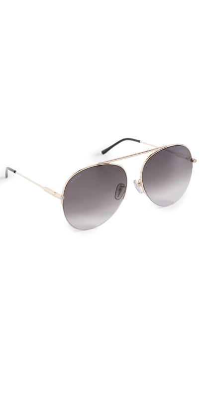 Gucci Oval Sunglasses Gold-Gold-Grey