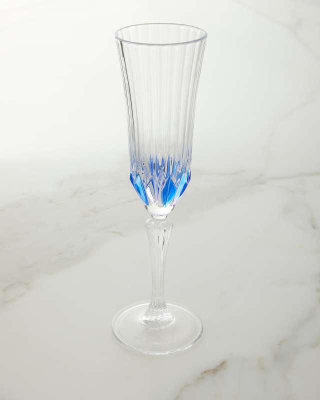 Blue Champagne Flute Glasses, Set of 4