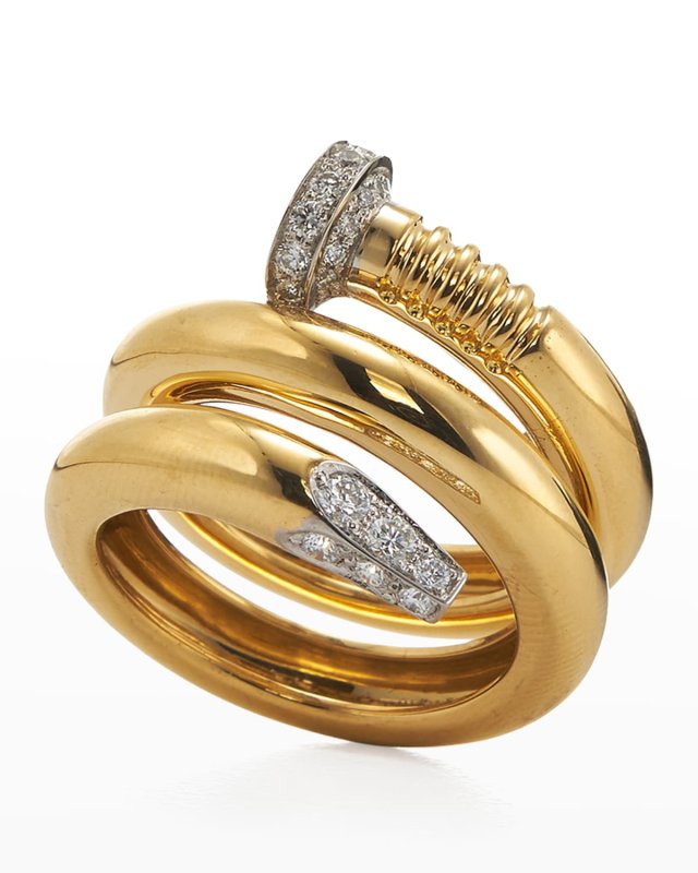 18K Diamond Polished Nail Ring