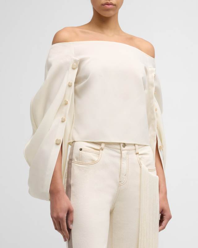 Orsay Off-Shoulder Blouse with Button Details