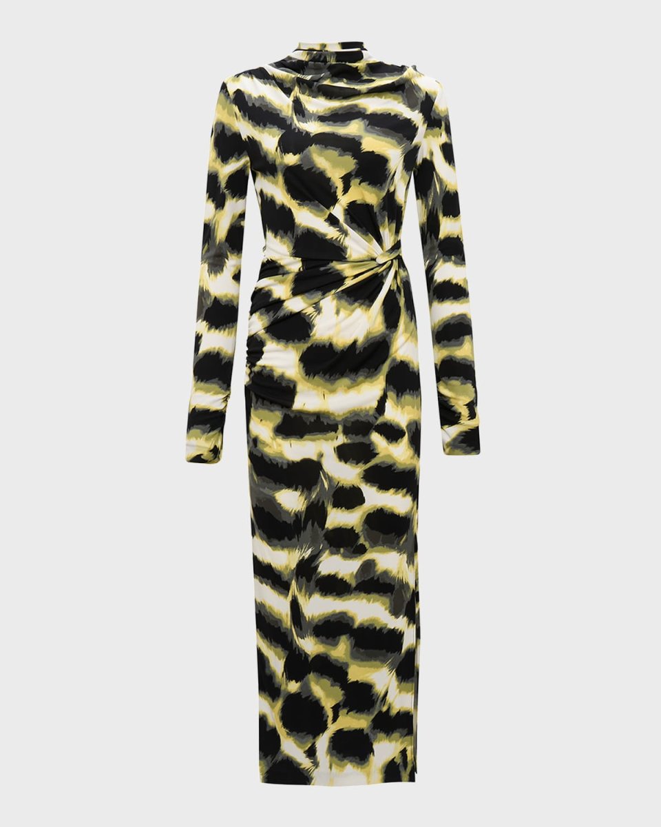 Sonja Abstract-Print Bodycon Midi Dress