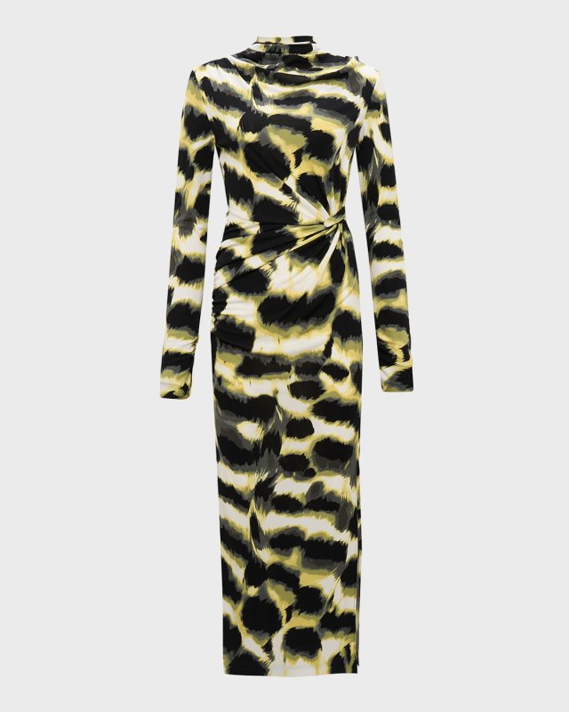 Sonja Abstract-Print Bodycon Midi Dress