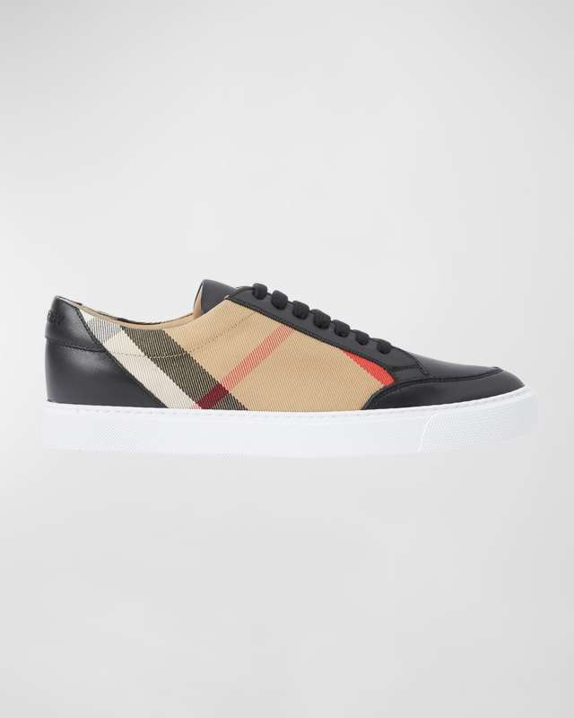 Salmond Check Leather Low-Top Sneakers