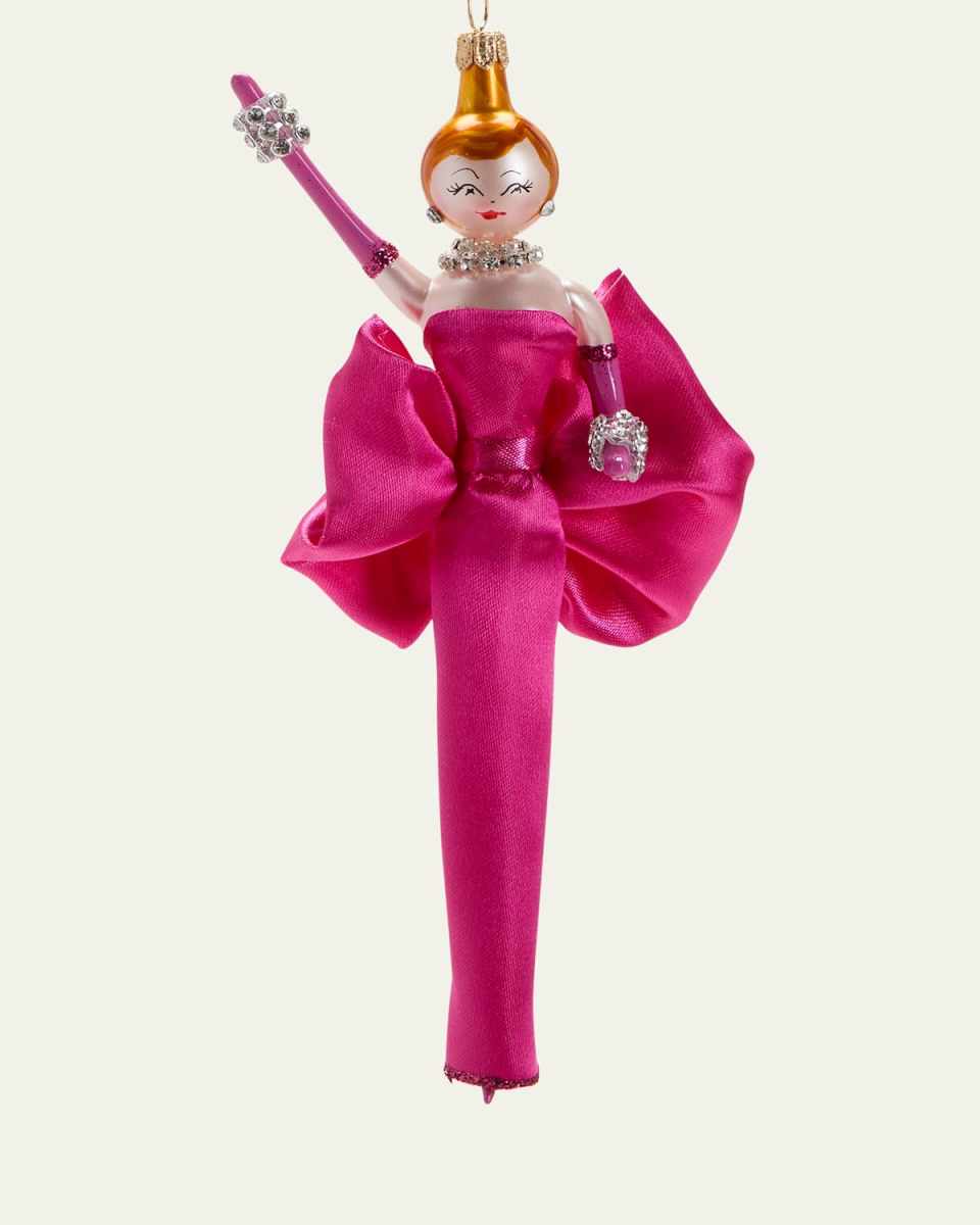 Lady In Fuschia Dress Christmas Ornament