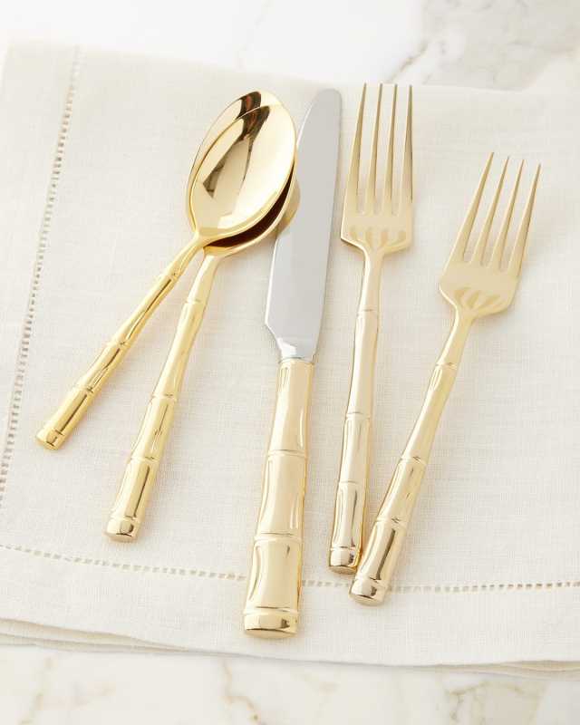 20-Piece Gold Bamboo Flatware Service