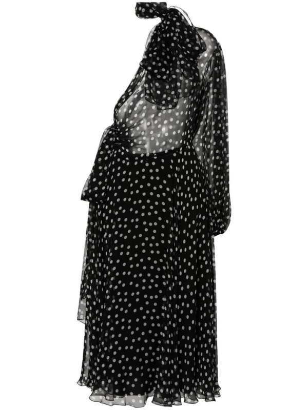 polka-dot chiffon midi dress
