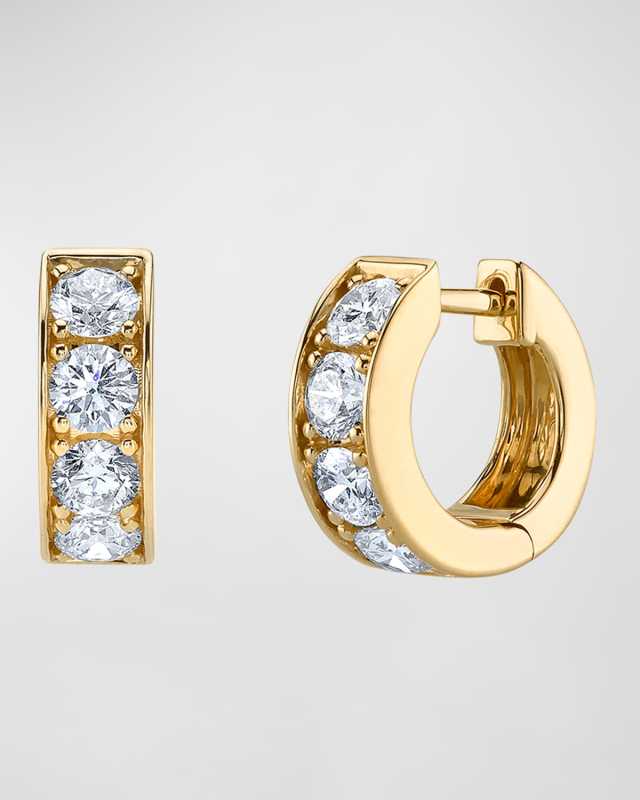 14k Yellow Gold XL Diamond Pave Huggie Earrings