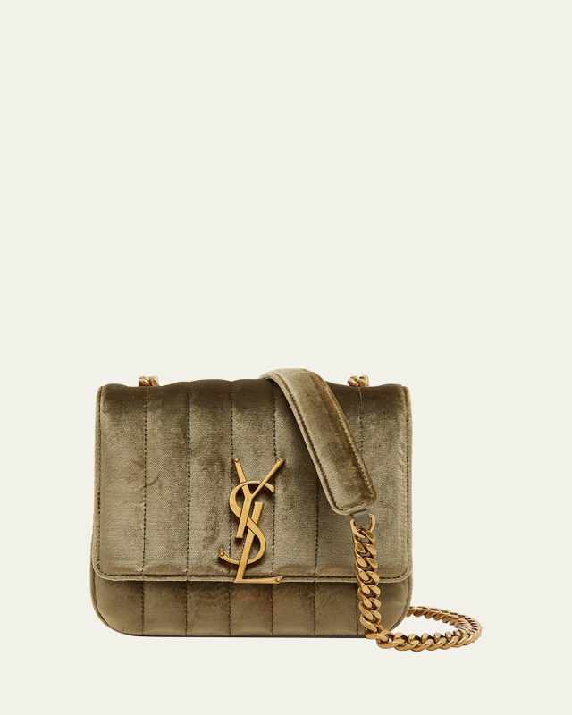 Vicky Small YSL Crossbody Bag in Quilted Velvet