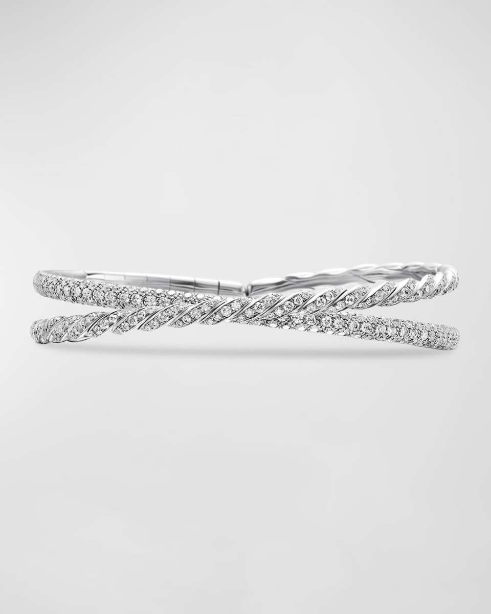 Sculpted Cable Flex 2-Row Bracelet in 18K White Gold, 16