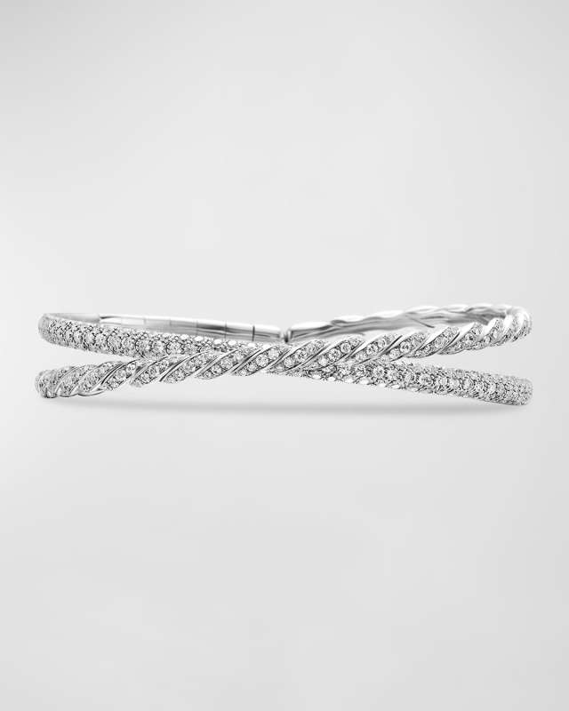 Sculpted Cable Flex 2-Row Bracelet in 18K White Gold, 16