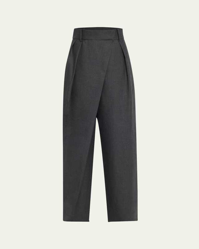 Wool-Blend Wrap Trousers