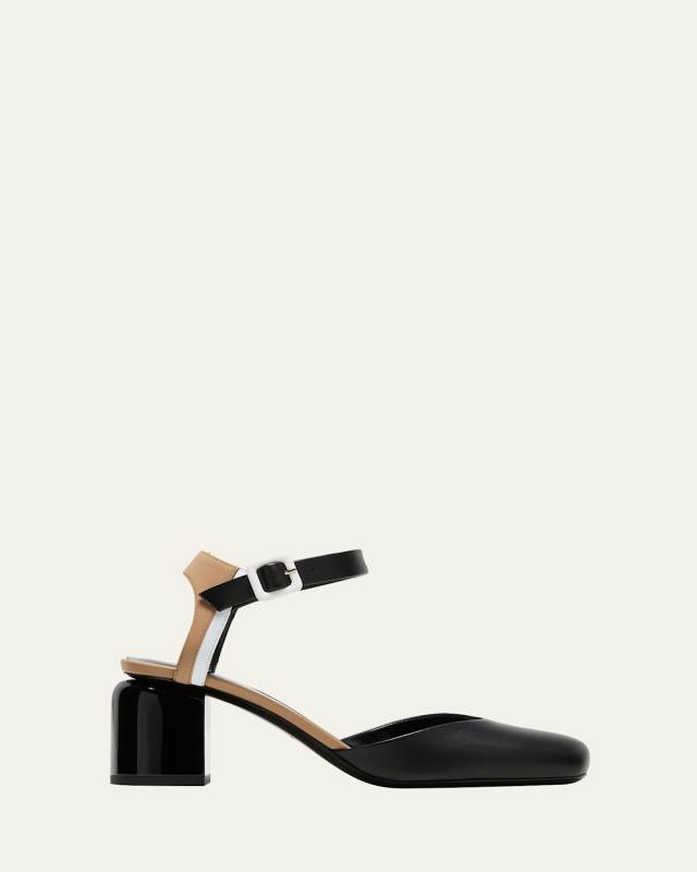 Alpha Tricolor Ankle-Strap Pumps