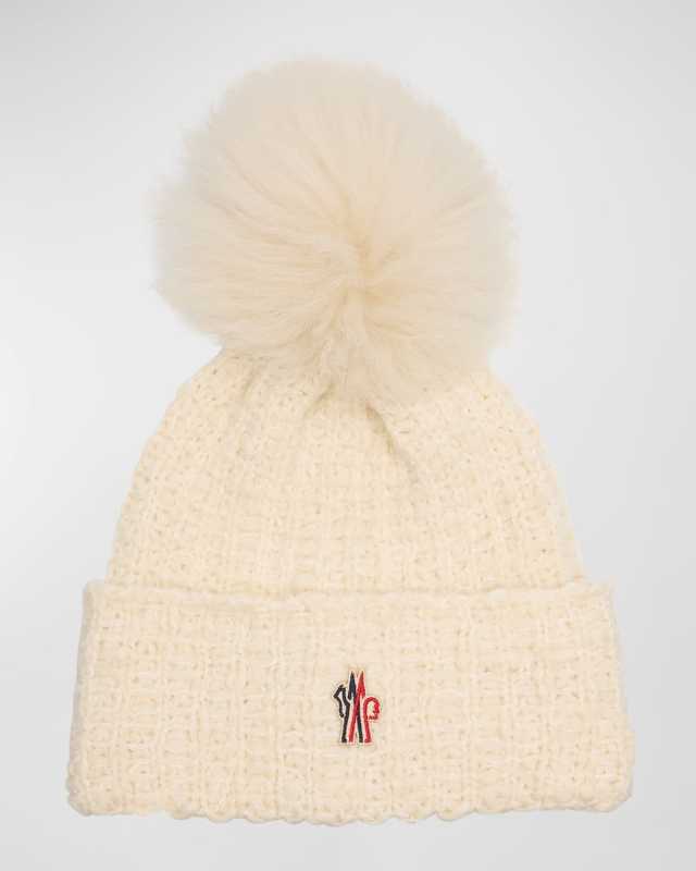 Wool-Blend Beanie with a Shearling Pom