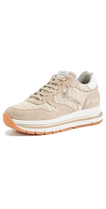 Voile Blanche Maran Sneakers Suede/Raffia Sand Beige