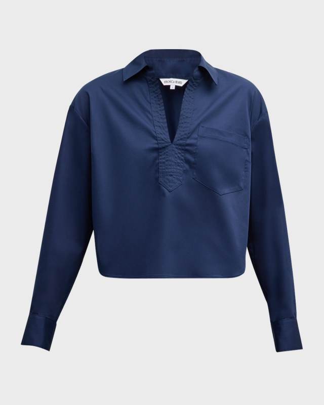 Khai Poplin V-Neck Top