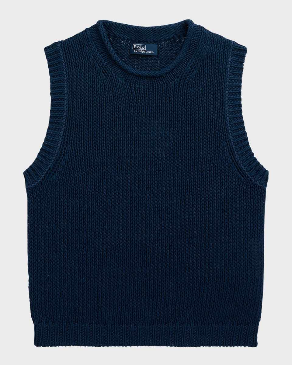 Linen-Cotton Sleeveless Sweater Tank