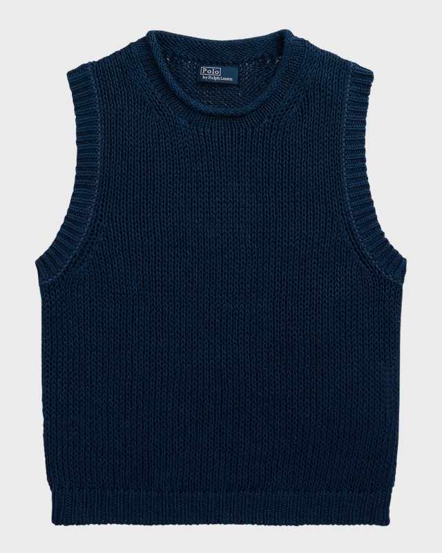 Linen-Cotton Sleeveless Sweater Tank