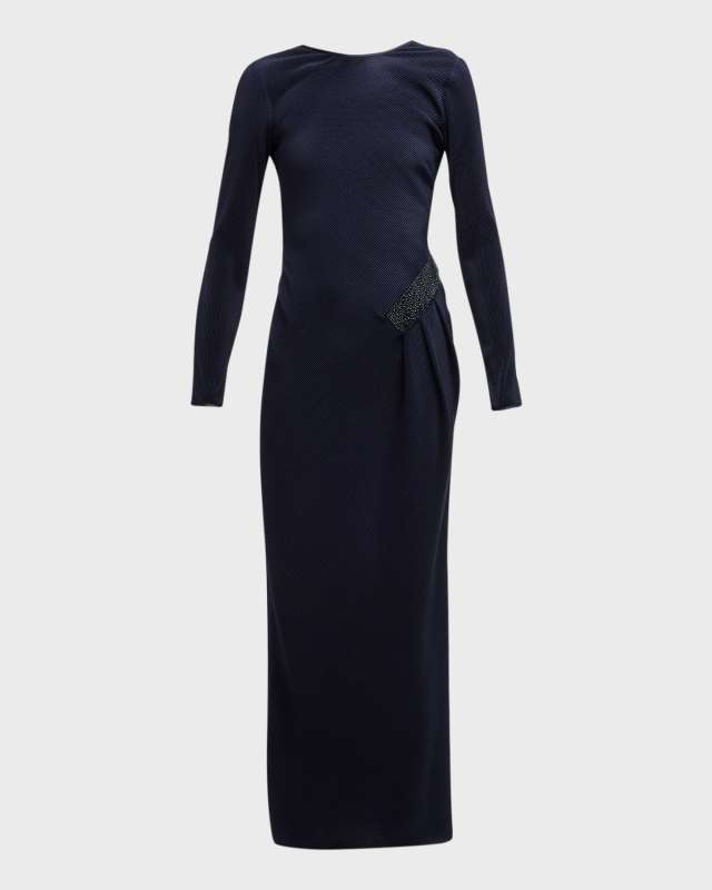Jersey Dress w/ Beaded Hip Detail