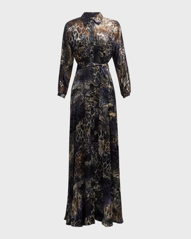 Abstract Animal-Print Shirt Gown