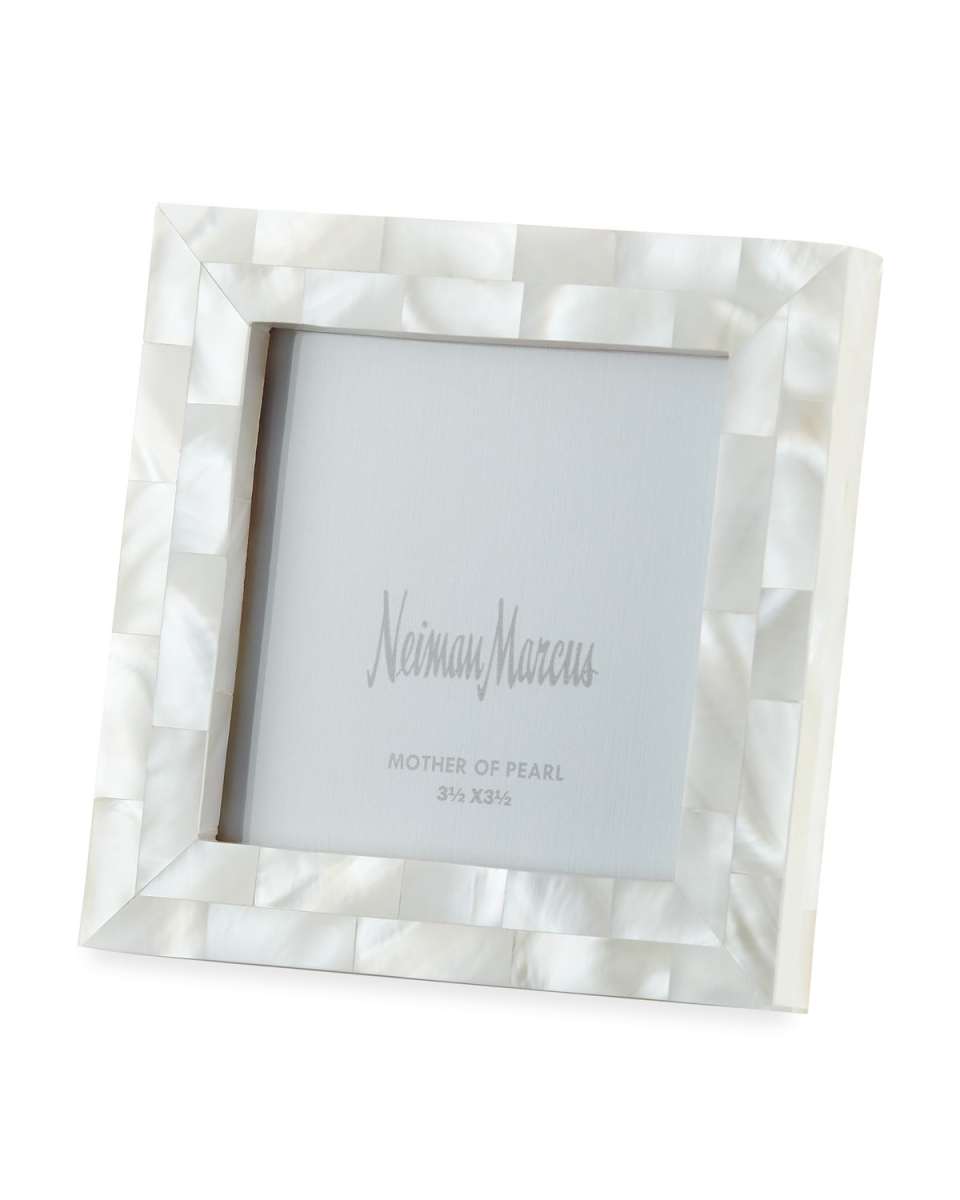 Mother-of-Pearl Picture Frame, White, 3.5" x 3.5"