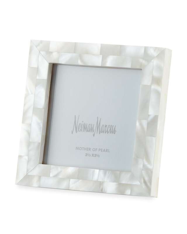 Mother-of-Pearl Picture Frame, White, 3.5" x 3.5"