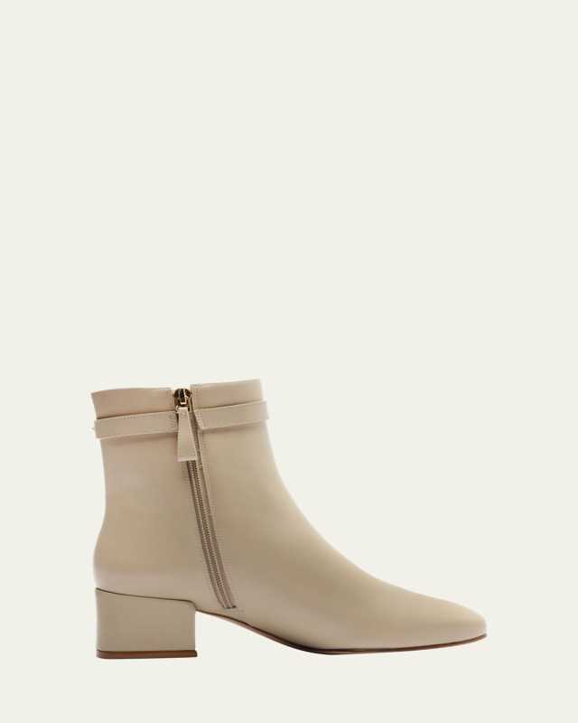 Candance Leather Buckle Ankle Booties
