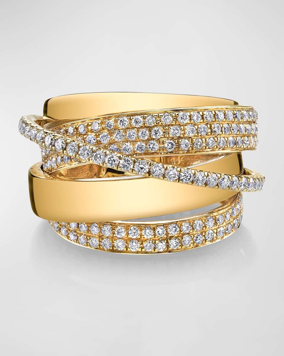 18K Yellow Gold Pave Diamond Orbit Ring