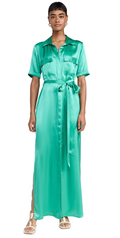 L'AGENCE Klement Cargo Pocket Dress Bright Seafoam