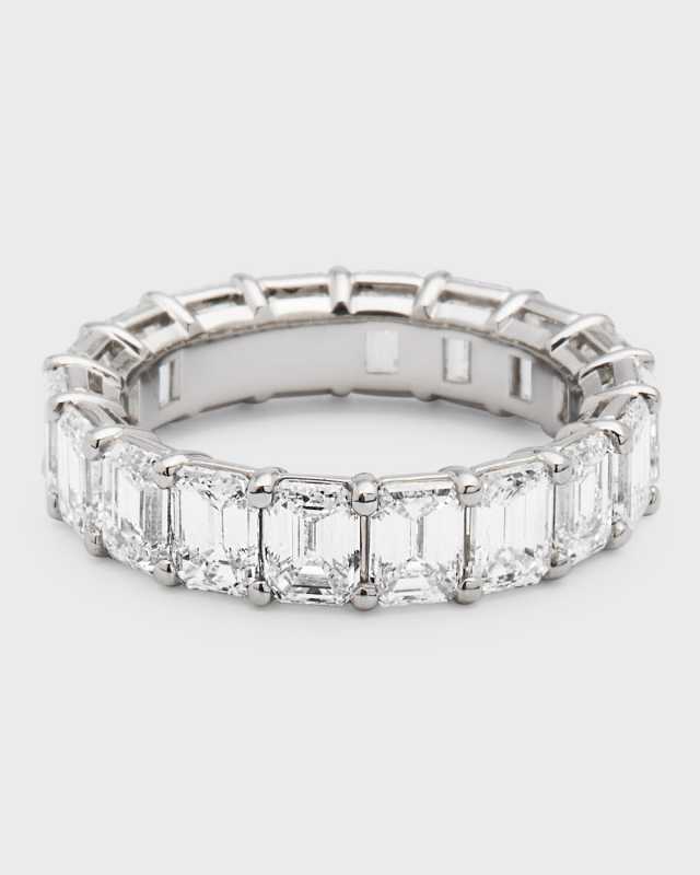 Platinum Emerald-Cut FG/VS Diamond Eternity Band, Size 6.75, 7.74tcw