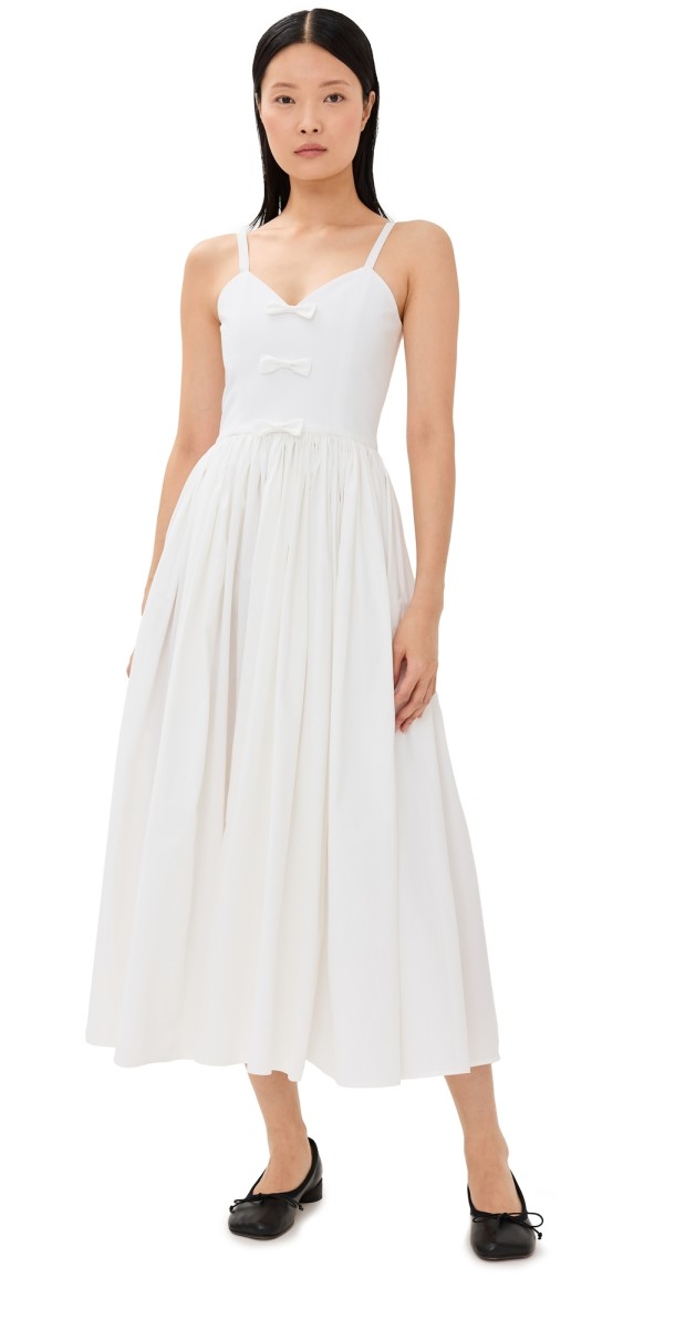 Tanner Fletcher Betty Bow Midi Dress White