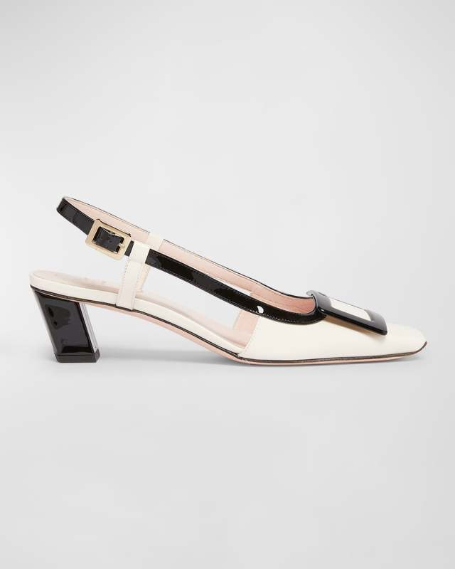Belle Vivier Bicolor Patent Slingback Pumps