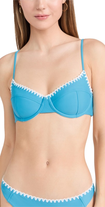 Ramy Brook Emmeline Bikini Top Poolside W White Crochet Trim