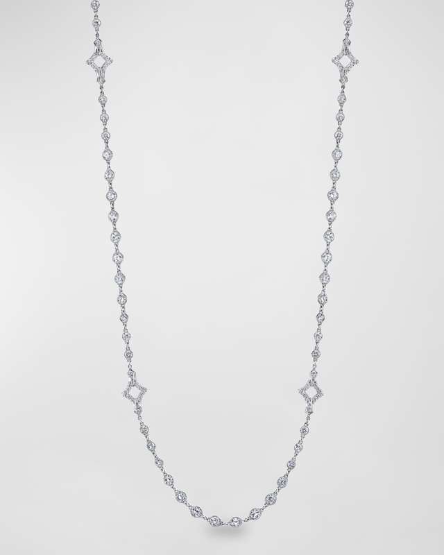 Platinum Handmade Diamond Necklace with Kite Stations, 16"L, 16.79tcw