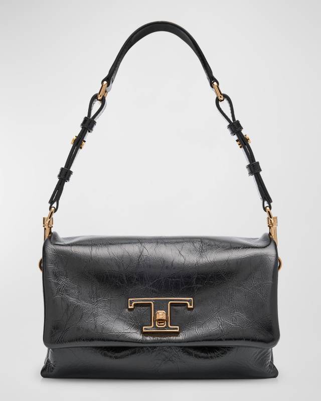 Mini Flap Crinkled Leather Shoulder Bag