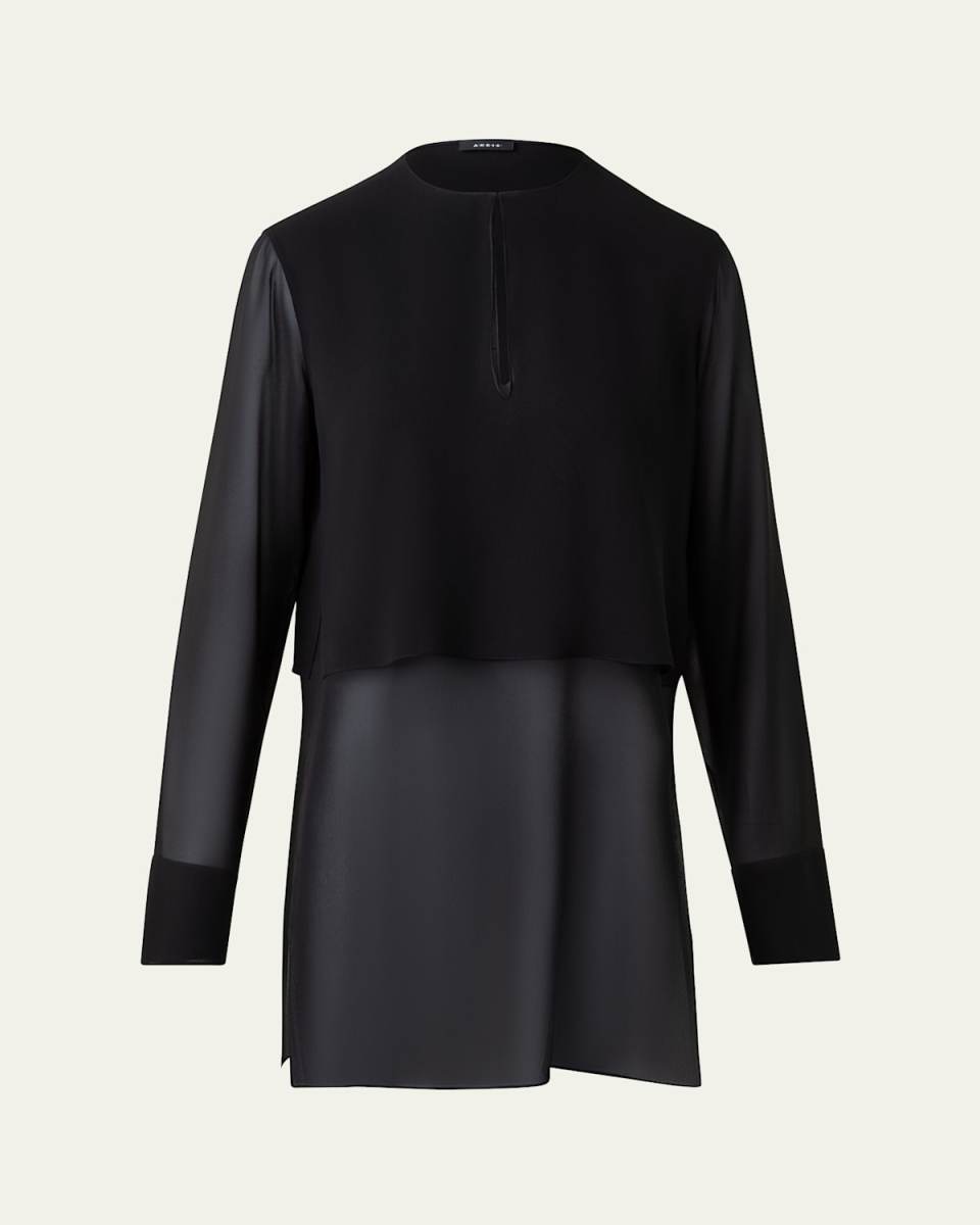 Double Layer Silk Crepe Georgette Tunic Blouse