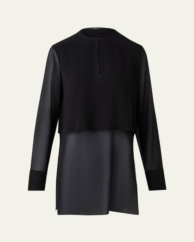 Double Layer Silk Crepe Georgette Tunic Blouse