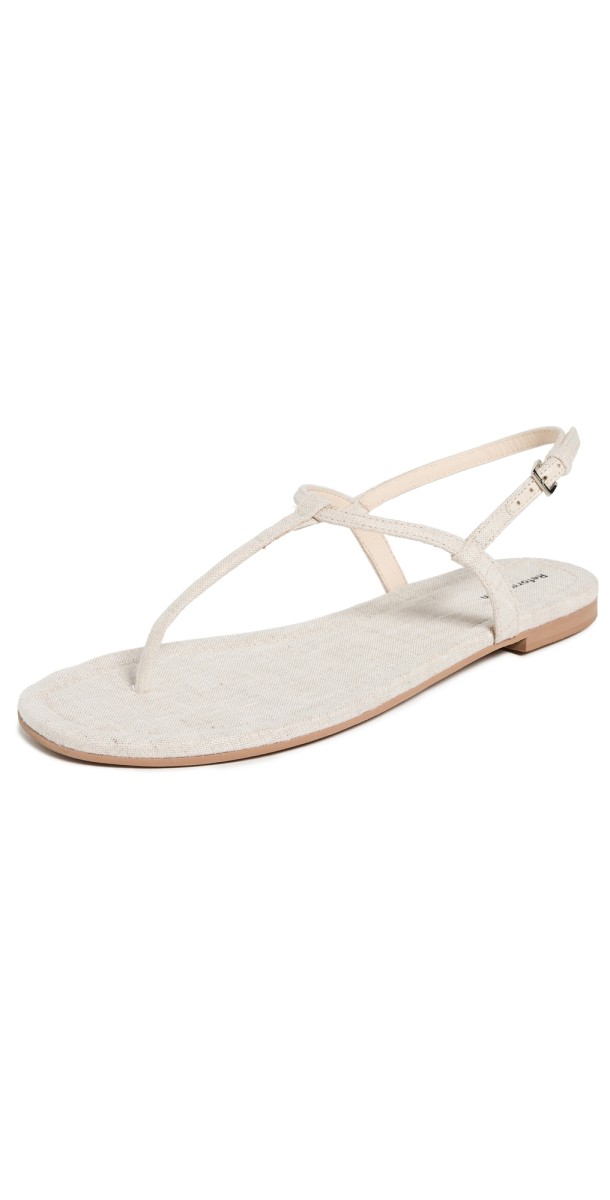 Reformation Thea Linen Sandals Oatmeal