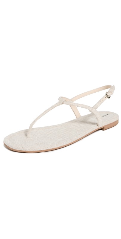 Reformation Thea Linen Sandals Oatmeal