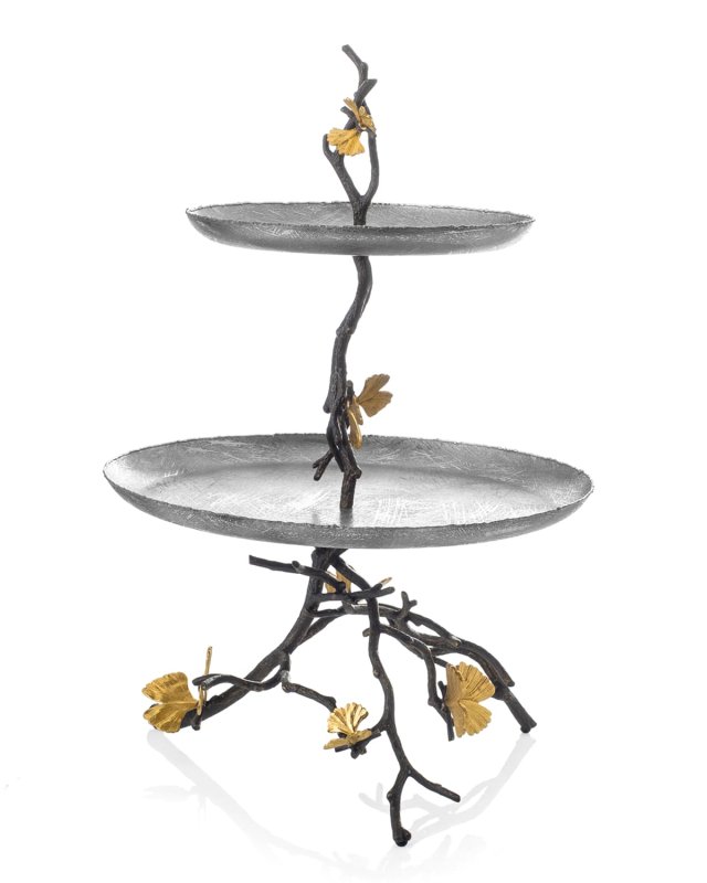 Butterfly Ginkgo 2 Tier Etagere