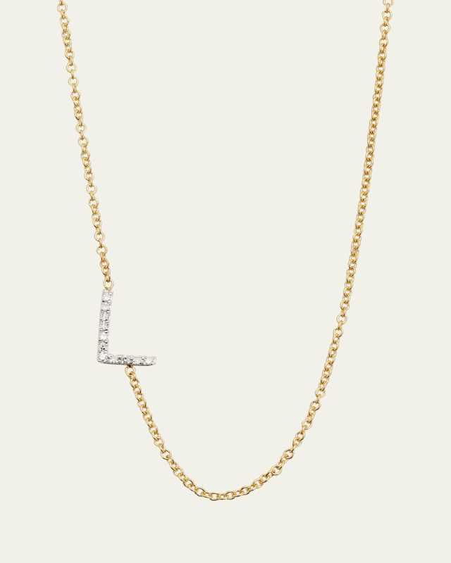 Diamond Asymmetrical Initial Necklace, L