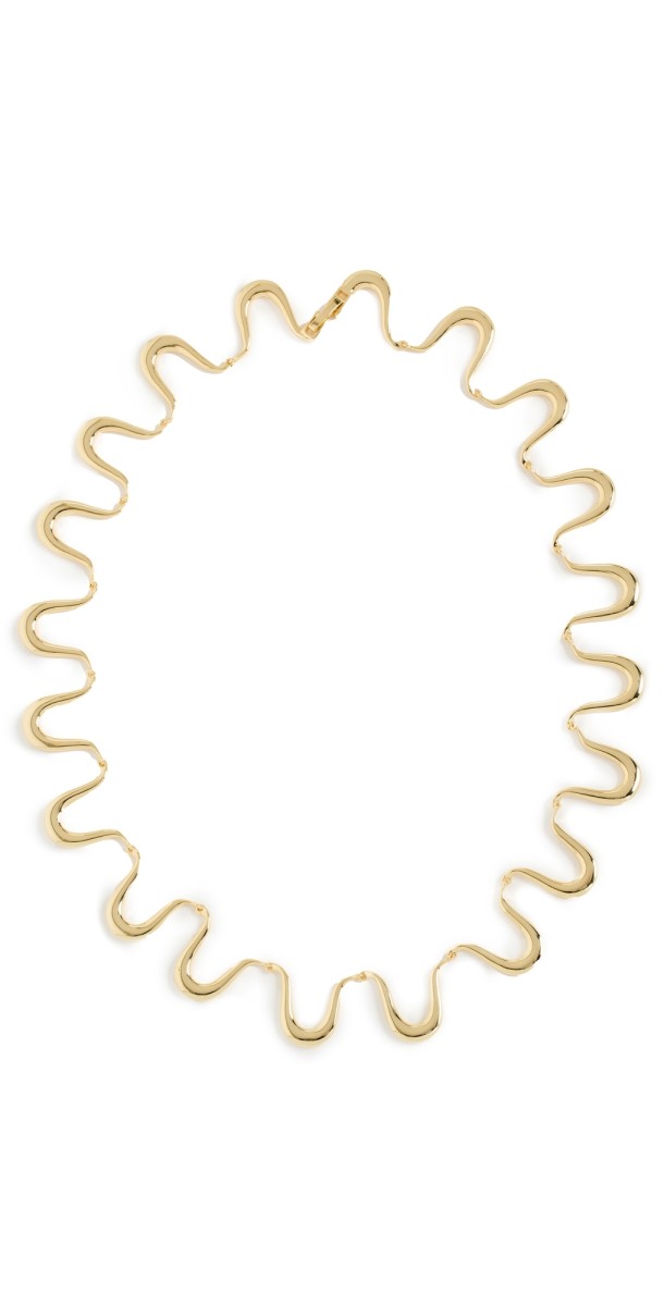 By Adina Eden Thin Squiggle Necklace Gold