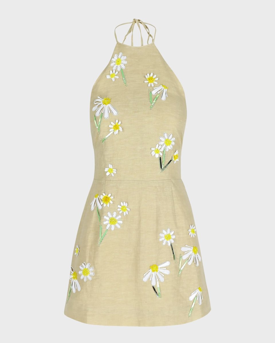 Delilah Embroidered Linen Mini Dress