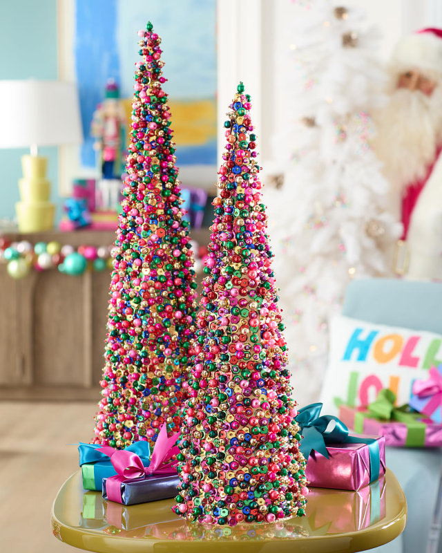 24" Bright Christmas Multicolor Beaded Tree