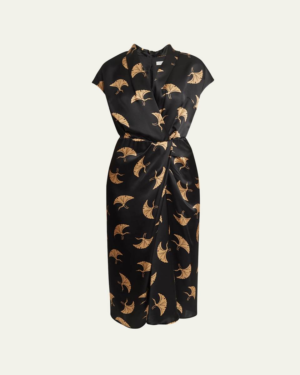 Dilian Printed Silk Midi Dress