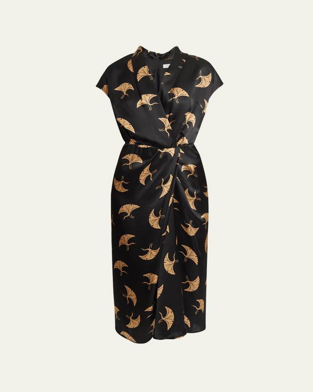 Dilian Printed Silk Midi Dress