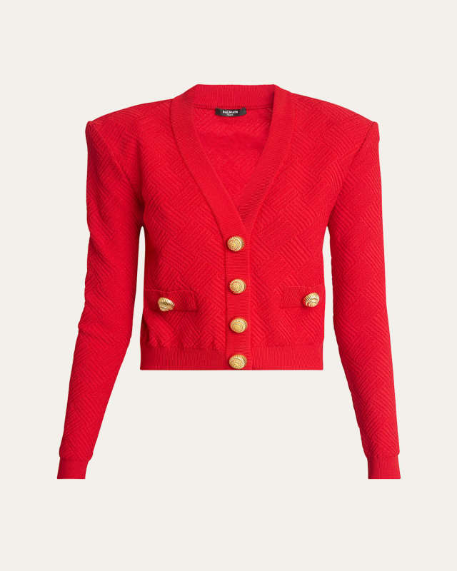 V-Neck Vichy Knit Cardigan