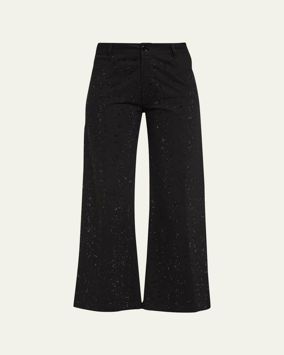 Heavy Stardust Embellished Cropped Wide-Leg Pants