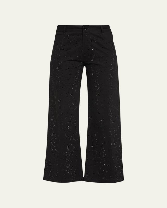 Heavy Stardust Embellished Cropped Wide-Leg Pants