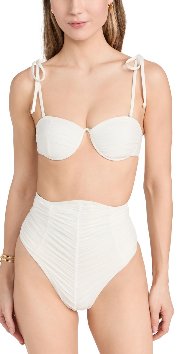 Andrea Iyamah Capa Mesh Bikini Top Limestone
